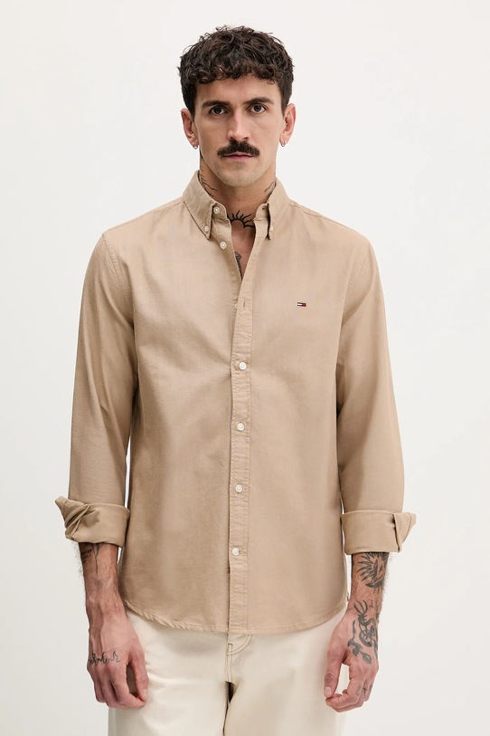 Tommy Jeans koszula bawełniana bawełna brązowy DM0DM22836