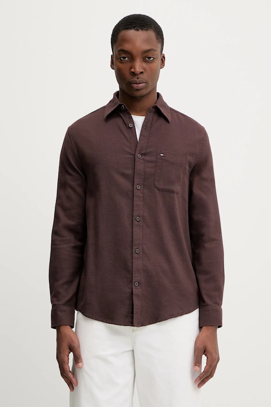 Tommy Jeans koszula bawełniana bawełna brązowy DM0DM22838