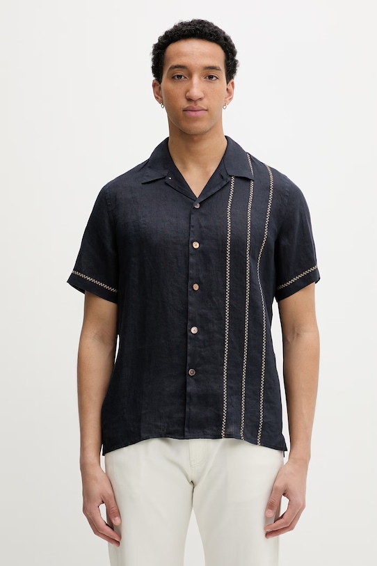 PS Paul Smith pánska ľanová košeľa tmavomodrá M2R.695UE.V22649