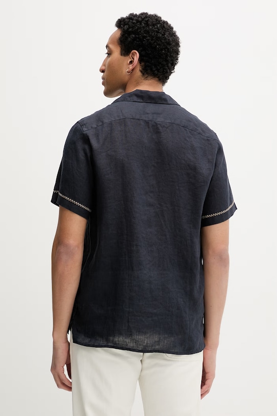 Oblečenie PS Paul Smith pánska ľanová košeľa M2R.695UE.V22649 tmavomodrá