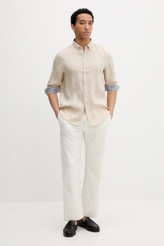 PS Paul Smith koszula męska lniana M2R.708U.V22649 beżowy SS26