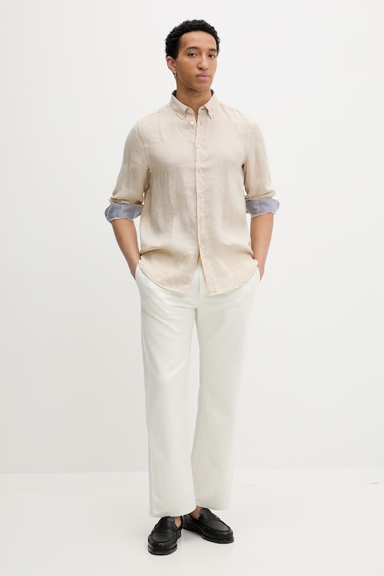 PS Paul Smith pánska ľanová košeľa M2R.708U.V22649 béžová SS26