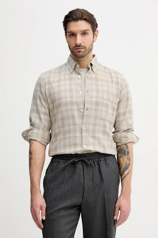 BOSS Orange camicia in cotone Rickert_M a quadri beige 50552983