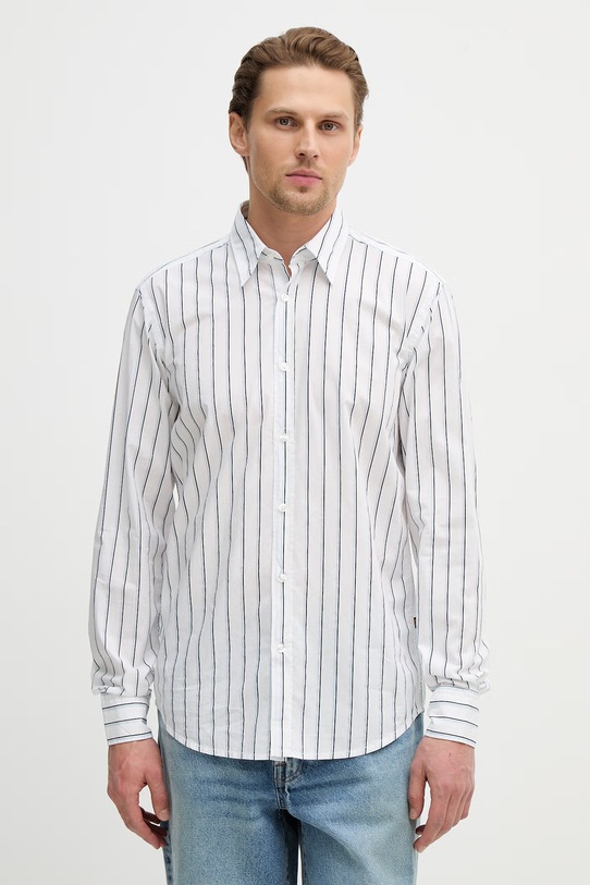 Βαμβακερό πουκάμισο BOSS Orange Relegant_6_M κανονικό λευκό 50553704