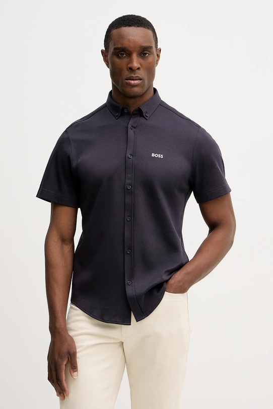 Памучна риза BOSS Green ST_Motion S стандартна тъмносин 50555951