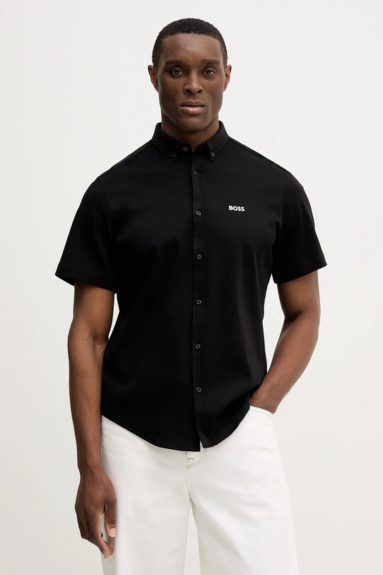 Памучна риза BOSS Green ST_Motion S стандартна черен 50555951