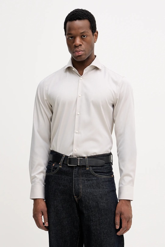 BOSS koszula bawełniana bawełna beżowy 50555982