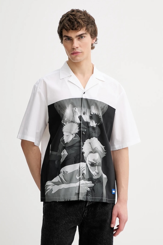 Hugo Blue koszula bawełniana HUGO x Jujutsu Kaisen nadruk beżowy 50558976