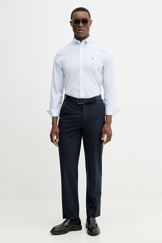 Tommy Hilfiger koszula bawełniana MW0MW41403 niebieski SS26