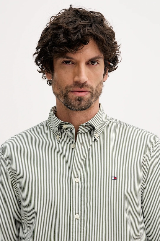 Tommy Hilfiger koszula bawełniana zielony MW0MW41403