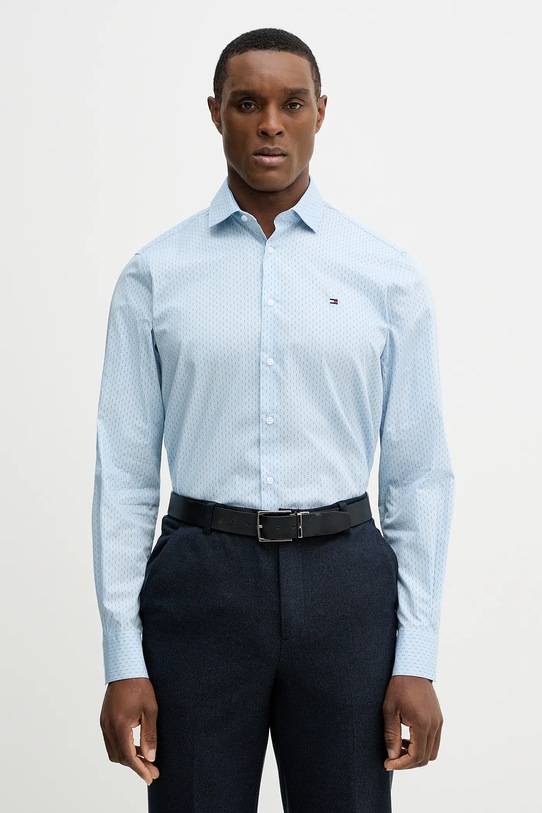 Tommy Hilfiger koszula bawełniana wzorzyste niebieski MW0MW41660