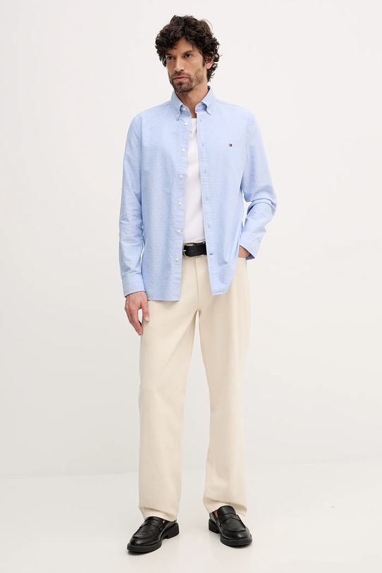 Tommy Hilfiger koszula bawełniana MW0MW41683 niebieski SS26