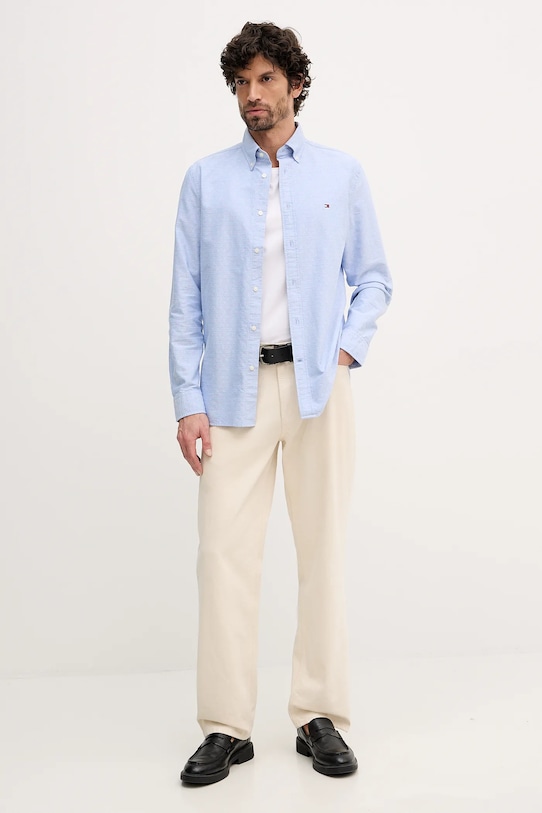 Tommy Hilfiger koszula bawełniana MW0MW41683 niebieski SS26