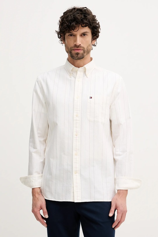 Tommy Hilfiger koszula bawełniana wzorzyste beżowy MW0MW41694