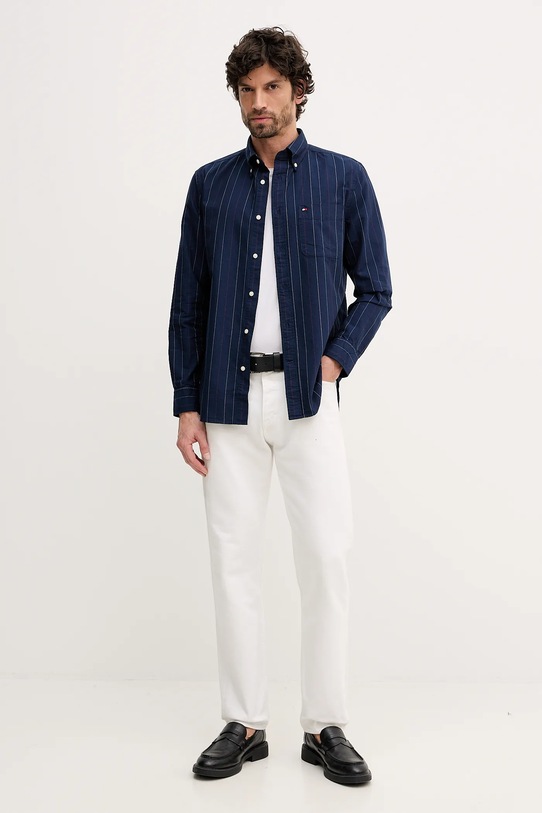 Βαμβακερό πουκάμισο Tommy Hilfiger MW0MW41694 σκούρο μπλε SS26