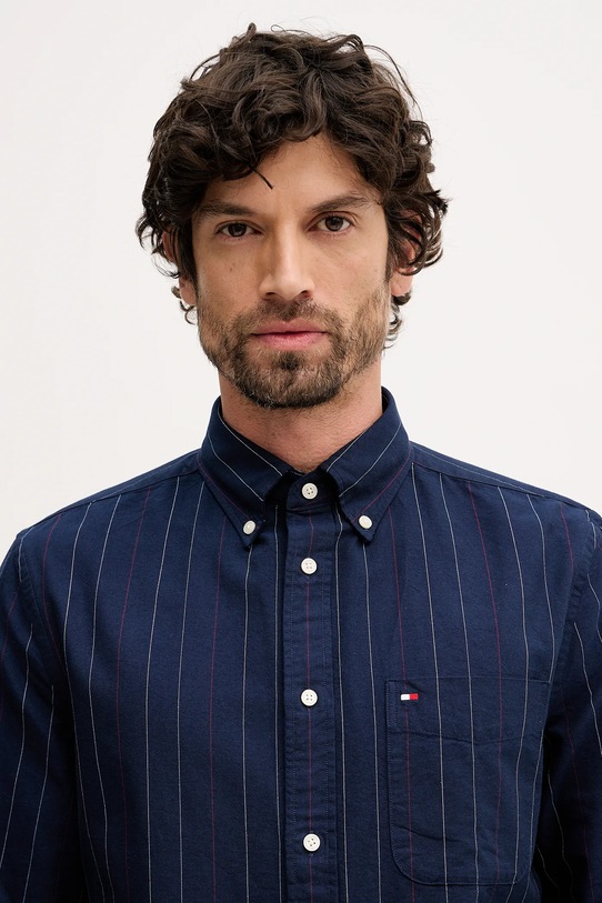 Βαμβακερό πουκάμισο Tommy Hilfiger σκούρο μπλε MW0MW41694