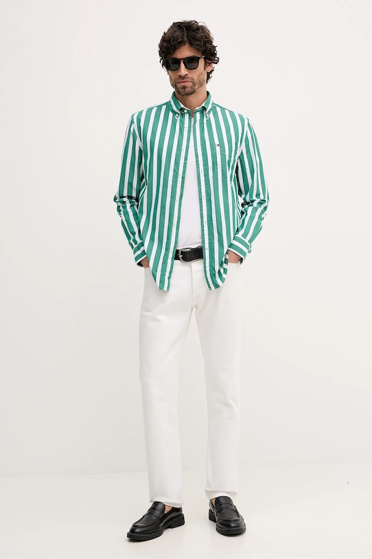 Tommy Hilfiger koszula bawełniana MW0MW41715 zielony SS26