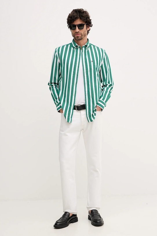 Tommy Hilfiger cămașă din bumbac MW0MW41715 verde SS26
