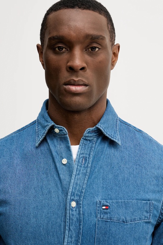 Tommy Hilfiger koszula bawełniana jeansowa niebieski MW0MW40494
