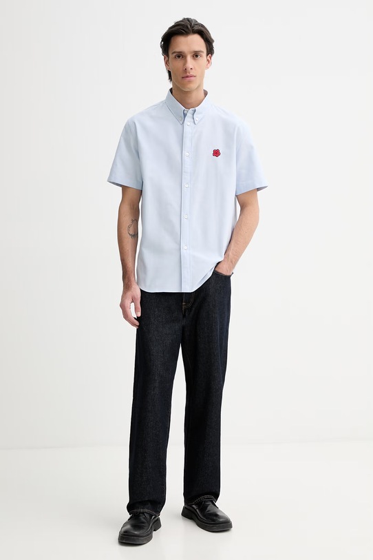 Kenzo koszula bawełniana FG55CH1099LO niebieski SS26