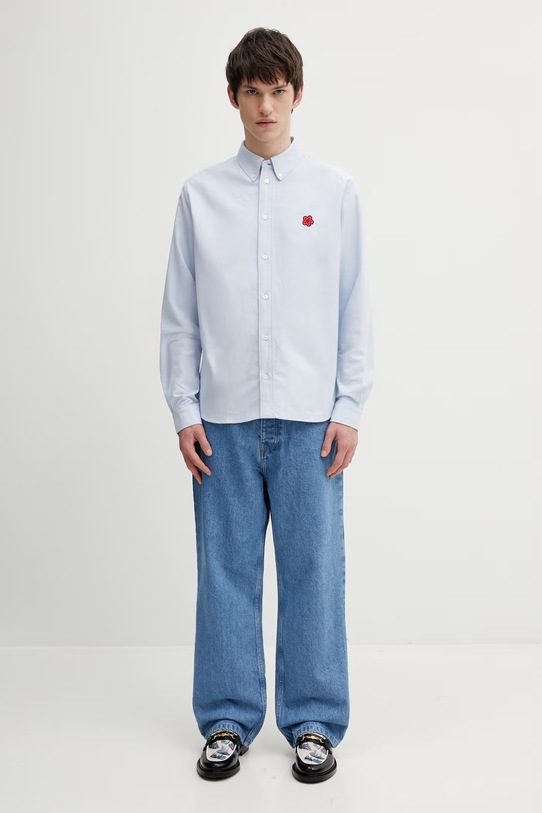 Kenzo koszula bawełniana FG55CH4109LO niebieski