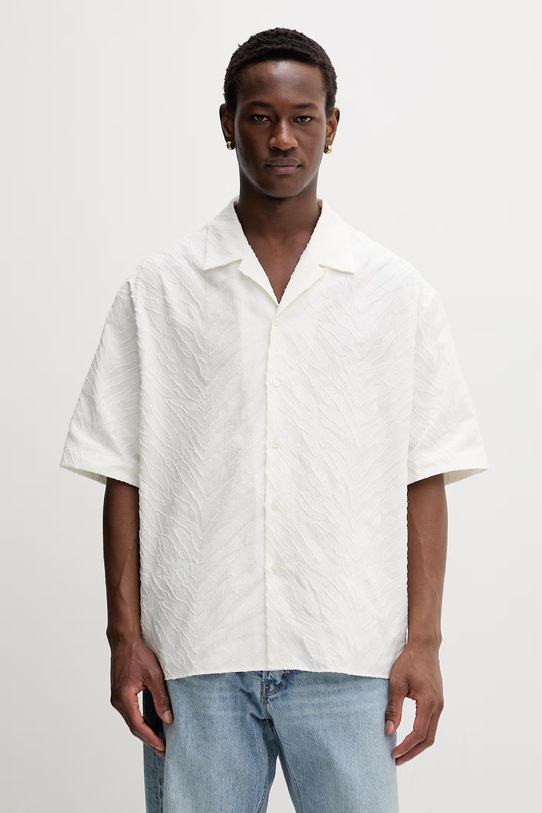 Kenzo koszula męska bawełniana beżowy FG55CH1359JS