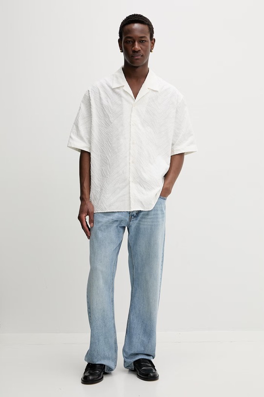 Kenzo koszula męska bawełniana FG55CH1359JS beżowy SS26