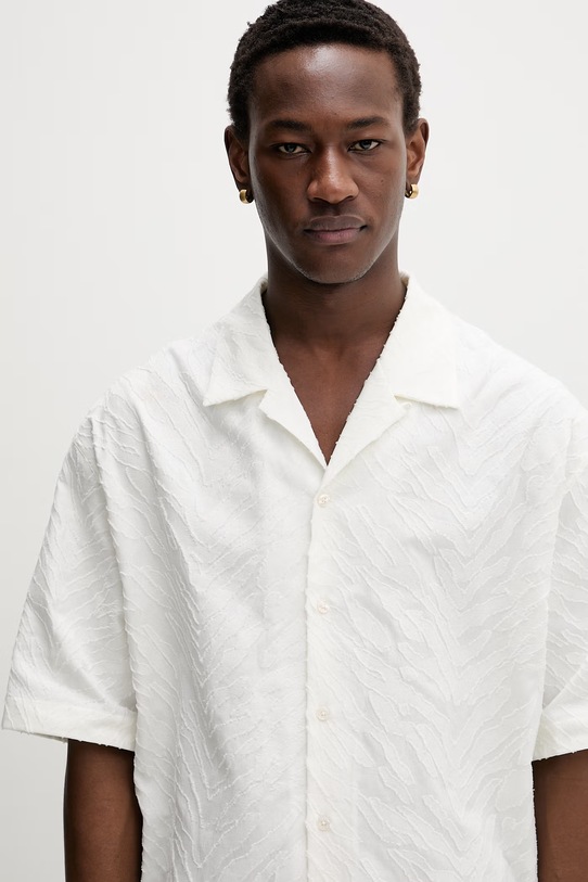 Kenzo koszula męska bawełniana beżowy FG55CH1359JS