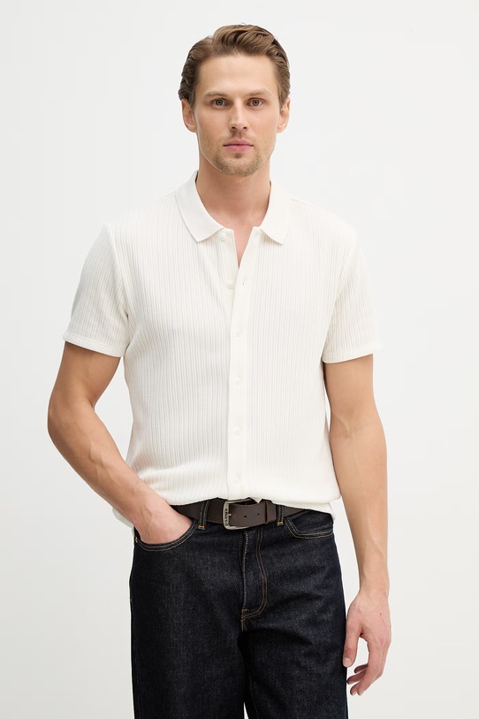 Πουκάμισο Guess OLSEN με ελαστάν μπεζ M6RP35.KB260