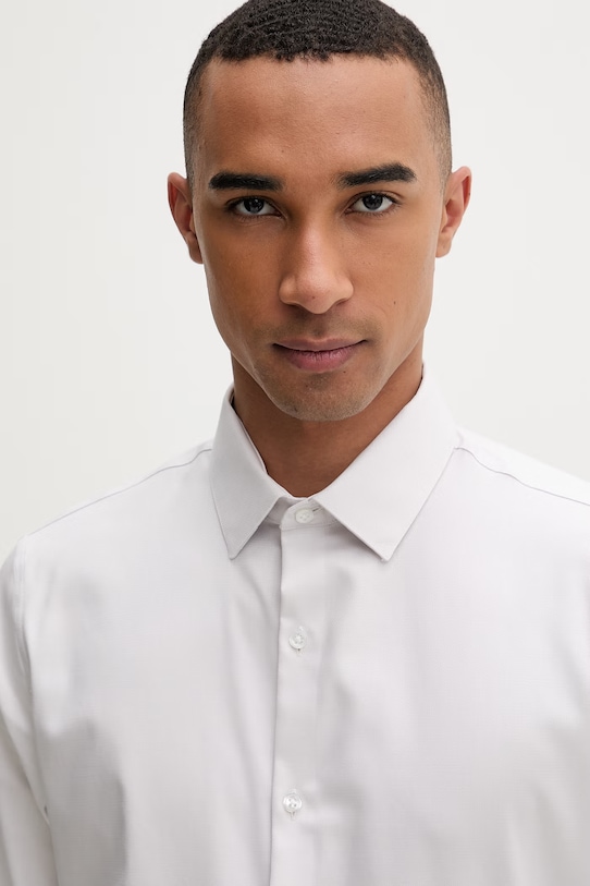 Calvin Klein koszula męska bawełniana z elastanem beżowy LV019EU090