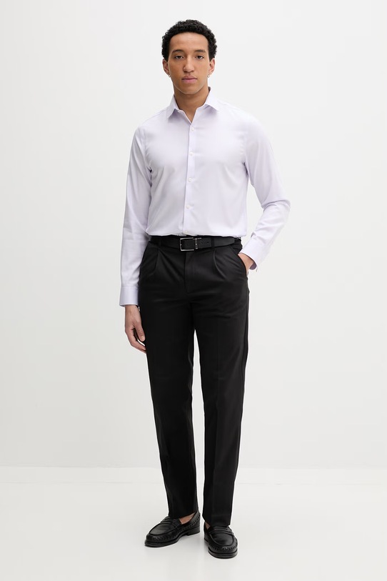 Calvin Klein πουκάμισο ανδρικό βαμβακερό με ελαστάν LV019EU090 μωβ SS26