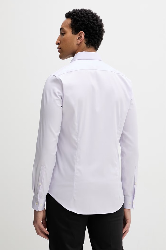 Ρούχα Calvin Klein πουκάμισο ανδρικό βαμβακερό με ελαστάν LV019EU090 μωβ