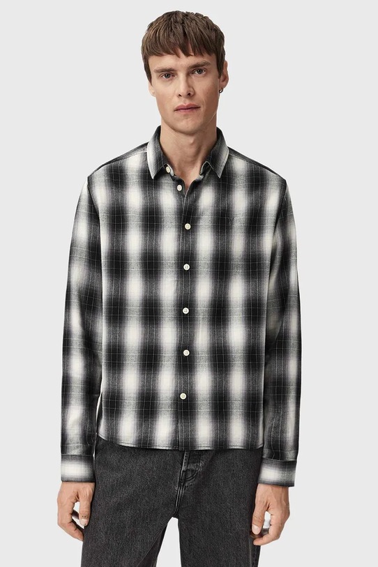 Odzież AllSaints koszula bawełniana M070SD czarny