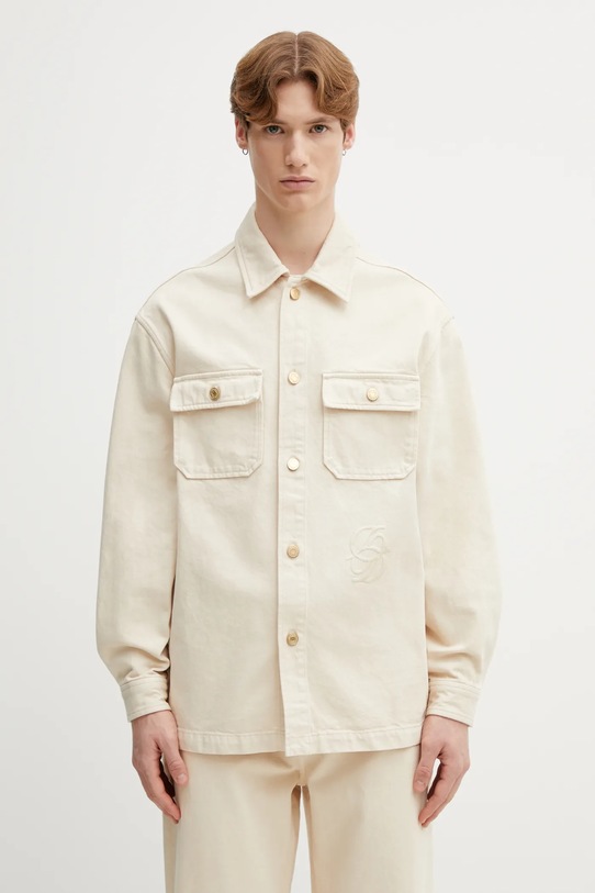 Drôle de Monsieur koszula jeansowa bawełna beżowy J.JT269.CO243.SD