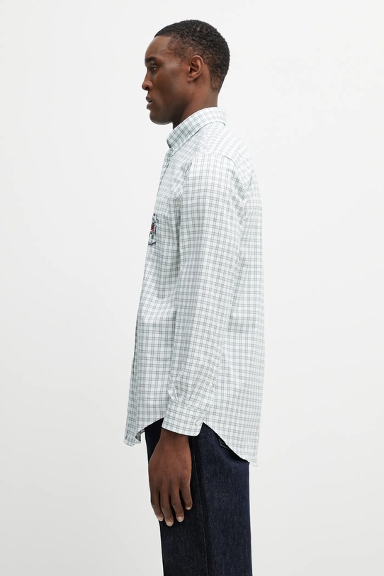 Drôle de Monsieur cotton shirt Chemise Carreaux Slogan Rose J.SH240.CO228.GN green SS26