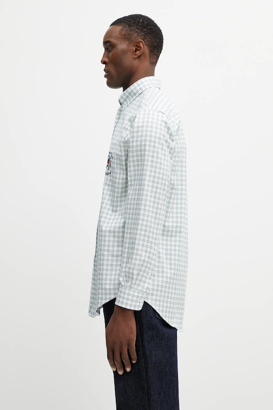 Drôle de Monsieur cotton shirt Chemise Carreaux Slogan Rose J.SH240.CO228.GN green SS26