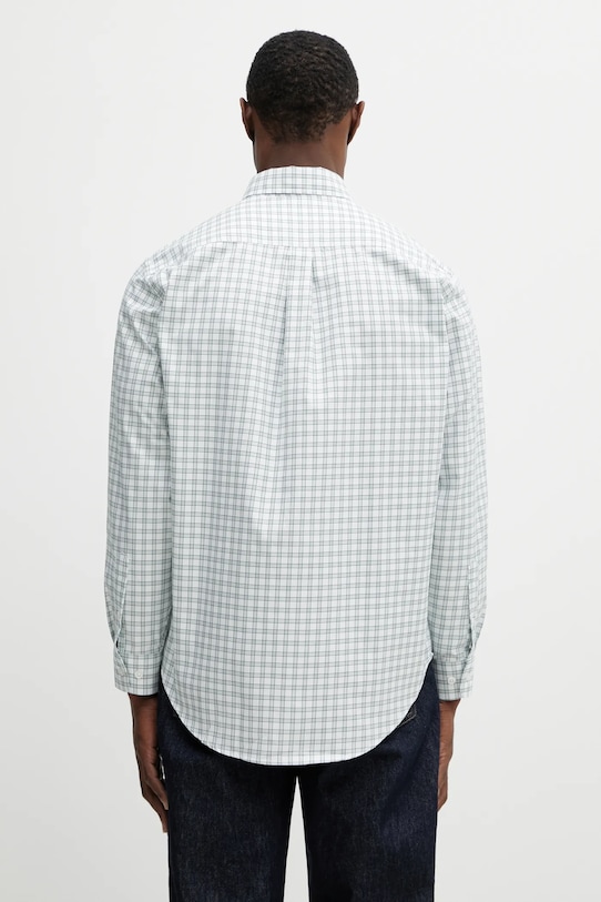 Clothing Drôle de Monsieur cotton shirt Chemise Carreaux Slogan Rose J.SH240.CO228.GN green