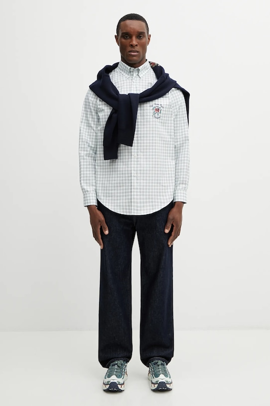 Drôle de Monsieur cotton shirt Chemise Carreaux Slogan Rose J.SH240.CO228.GN green