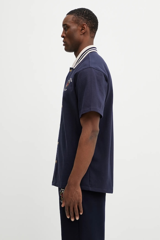 Drôle de Monsieur pamut ing Chemise Piquée Slogan Rose J.SH247.CO264.NY sötétkék SS26