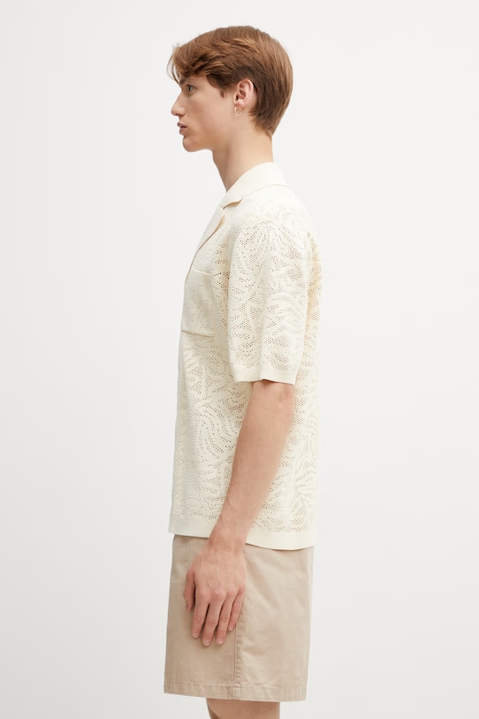 Drôle de Monsieur Maille Dentelle camicia in cotone da uomo K.CA174.CO293.OW beige SS26