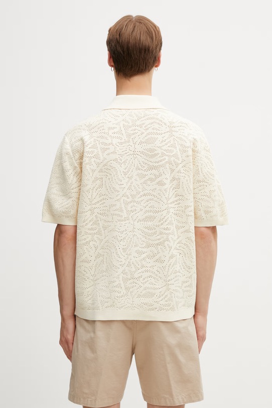 Одяг Drôle de Monsieur Maille Dentelle сорочка бавовняна чоловіча K.CA174.CO293.OW бежевий