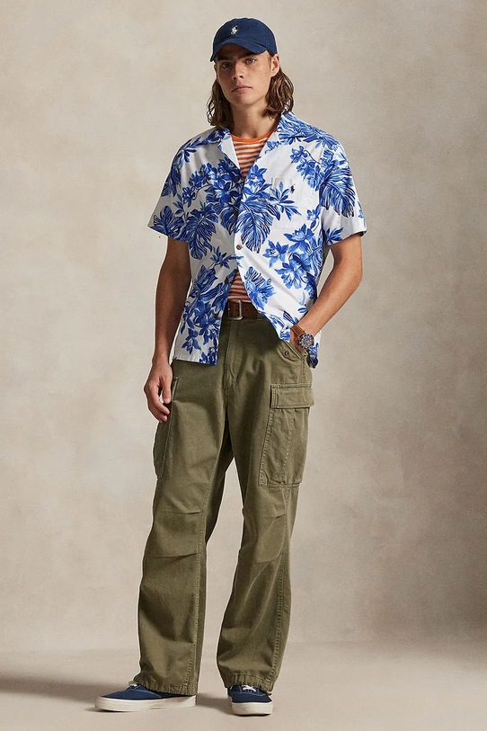 Odzież Polo Ralph Lauren koszula bawełniana 710P04447 niebieski