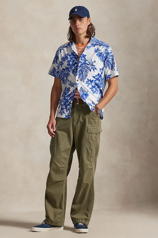 Odzież Polo Ralph Lauren koszula bawełniana 710P04447 niebieski