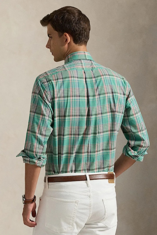 Polo Ralph Lauren koszula bawełniana 710P06020 turkusowy SS26