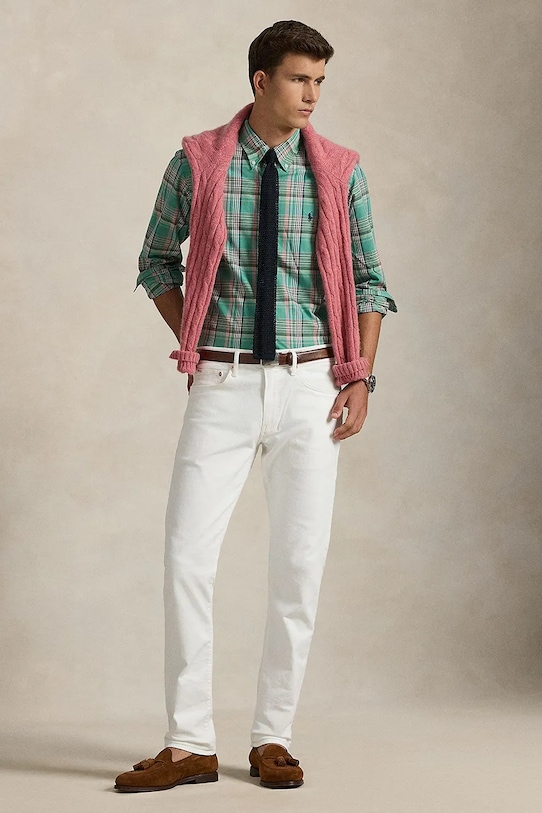 Odzież Polo Ralph Lauren koszula bawełniana 710P06020 turkusowy