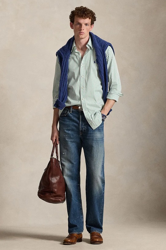 Odzież Polo Ralph Lauren koszula bawełniana 710P07019 zielony