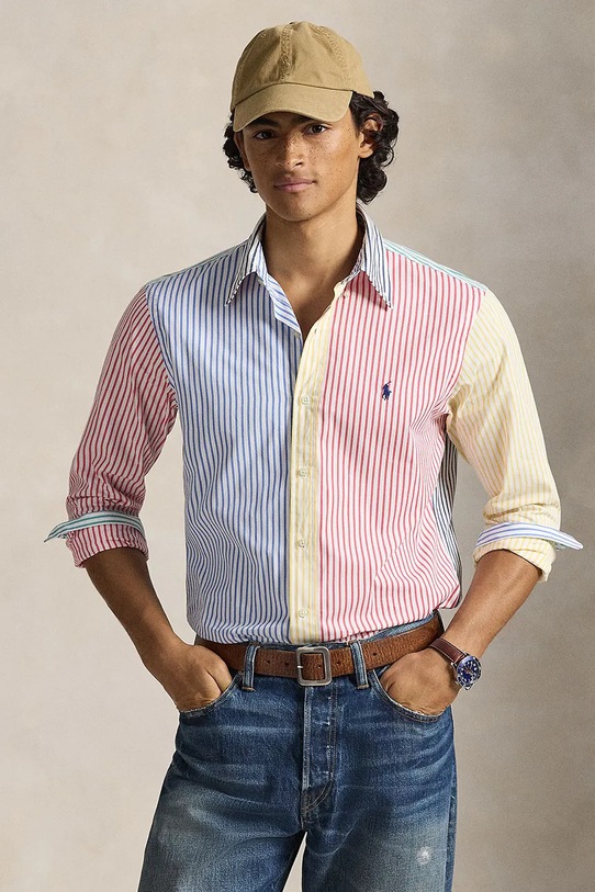 Bavlněná košile Polo Ralph Lauren regular modrá 710P07020