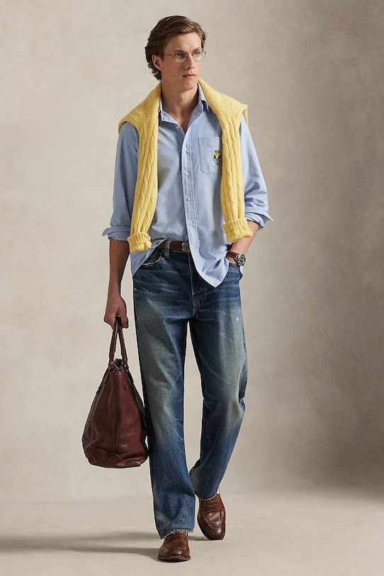 Oblečení Bavlněná košile Polo Ralph Lauren 710P07187 modrá