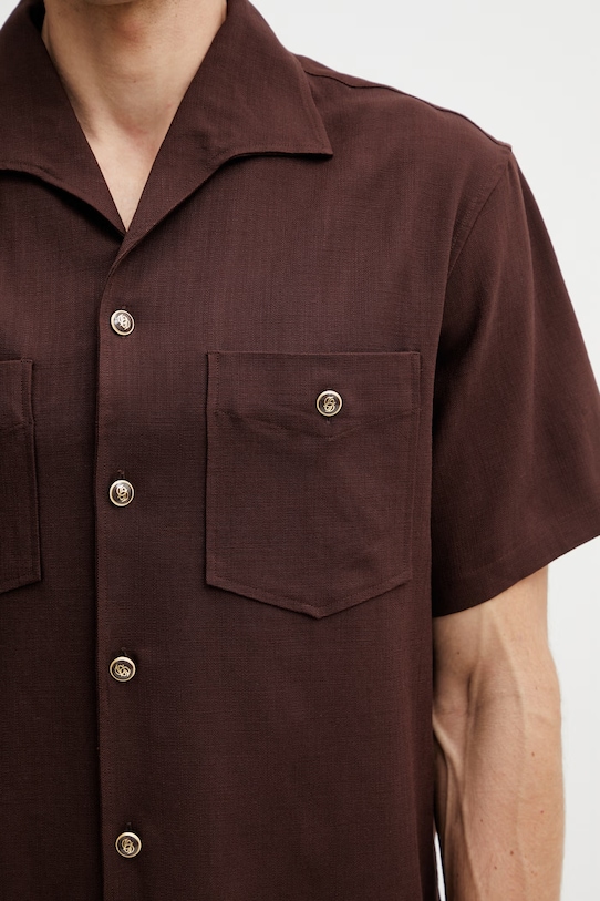 Drôle de Monsieur сорочка чоловіча з віскозою Chemise a Poches Viscose коричневий K.SH254.VI029.BN