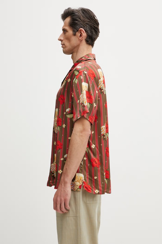 Drôle de Monsieur рубашка мужская из вискозы Hibiscus Club K.SH230.VI031.PK красный SS26